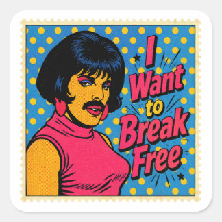 Pop Art Break Free Theme Square Sticker