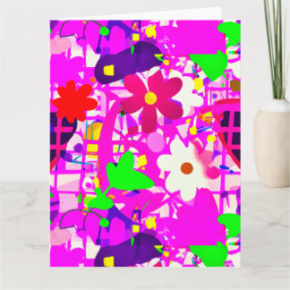 Pop art bright flowers card