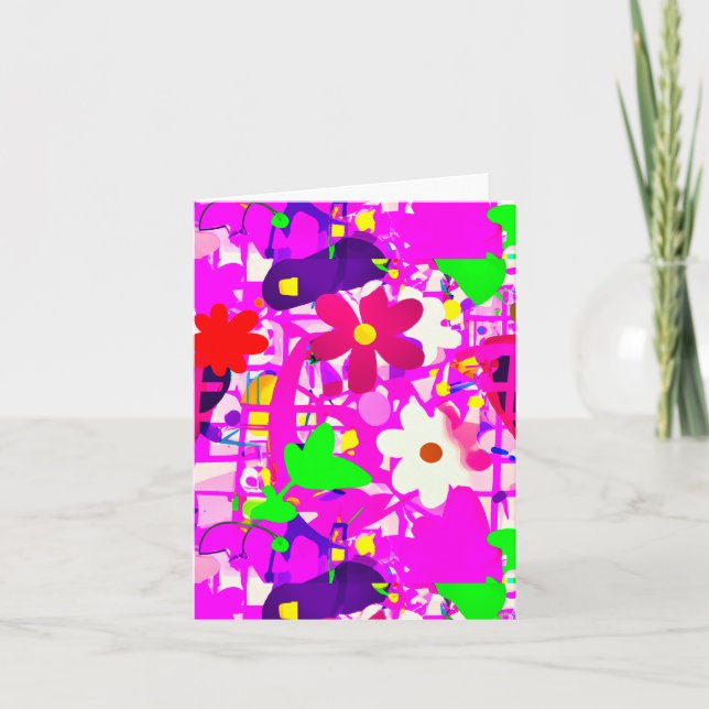 Pop art  bright flowers card (Front)