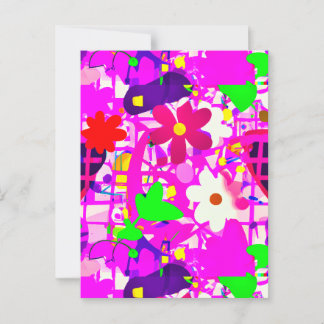 Pop art bright flowers postcard