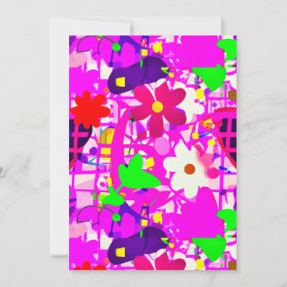 Pop art  bright flowers thank you card