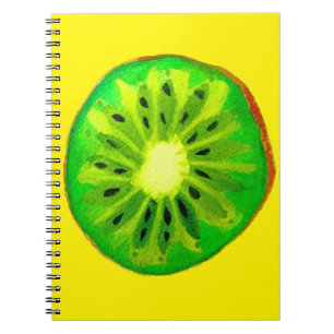 Pop art bright kiwi fruit original watercolour notebook