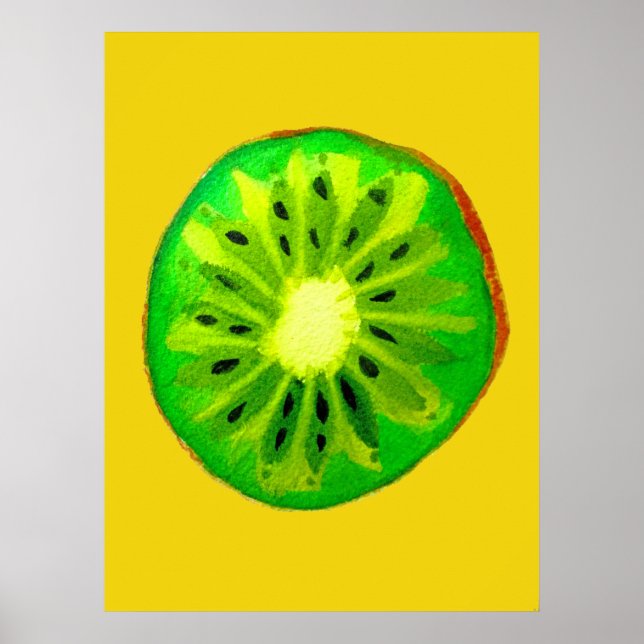 Pop art bright kiwi fruit original watercolour poster (Front)
