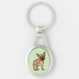 Pop Art Brindle French Bulldog Graphic Key Ring