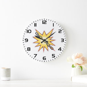 Pop Art Broken Chain Explosion Bold Comic Style  Large Clock