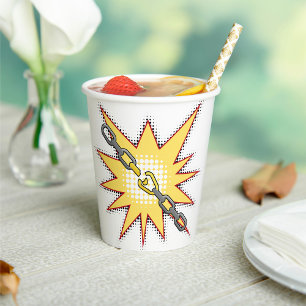 Pop Art Broken Chain Explosion Bold Comic Style  Paper Cups