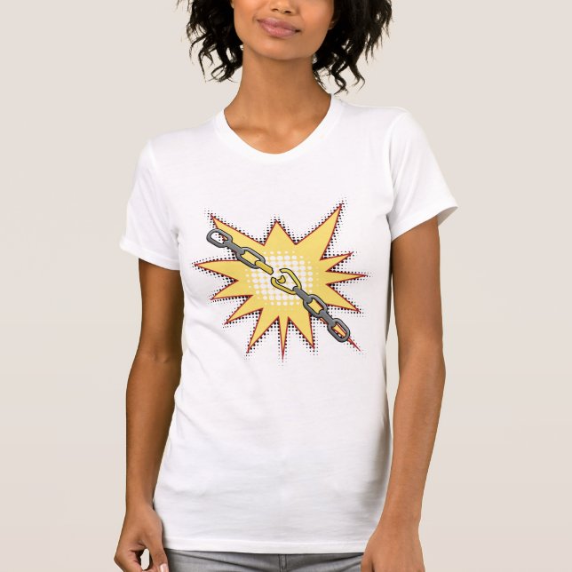 Pop Art Broken Chain Explosion Bold Comic Style  T-Shirt (Front)