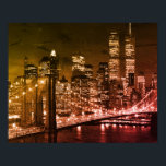 Pop Art Brooklyn Bridge New York Night Poster<br><div class="desc">New York City - Manhattan Skyscrapers Digital Art Image</div>