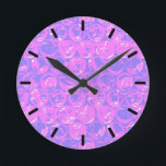 Pop art bubble wrap round clock<br><div class="desc">Pop art bubble wrap pattern in blue and purple</div>
