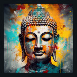 Pop Art Buddha Bust Poster<br><div class="desc">Serene,  graphic,  abstract Buddha bust art</div>