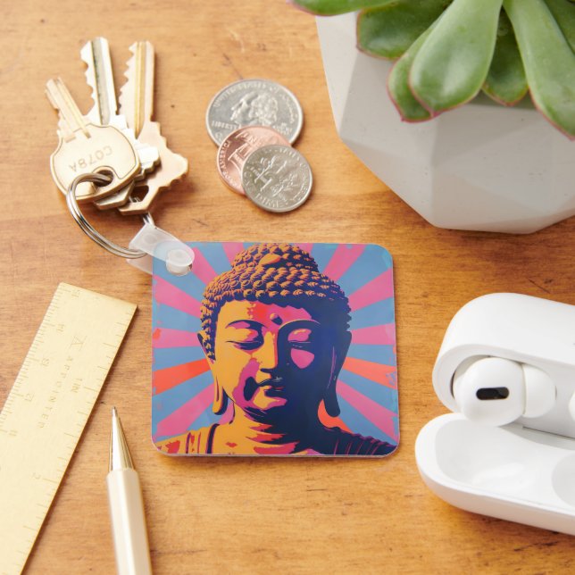 Pop Art Buddha Key Ring (Desk)