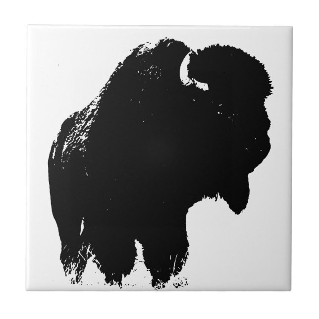 Pop Art Buffalo Bison Silhouette Ceramic Tile (Front)