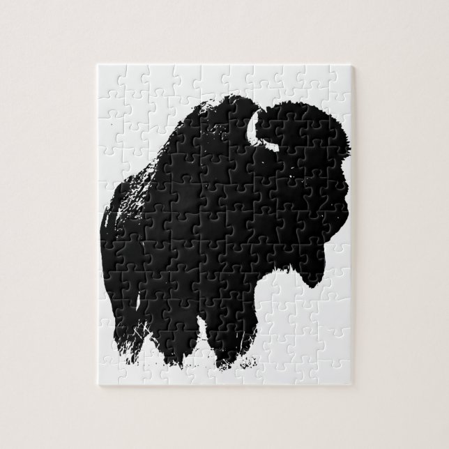 Pop Art Buffalo Bison Silhouette Jigsaw Puzzle (Vertical)