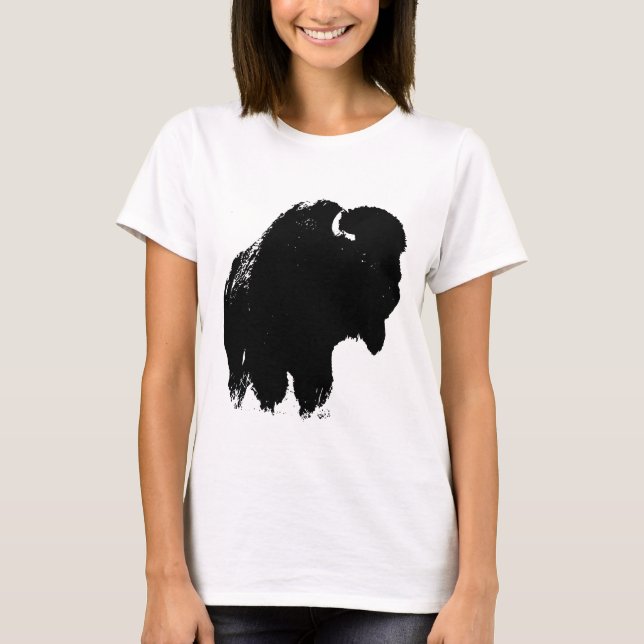 Pop Art Buffalo Bison Silhouette T-Shirt (Front)