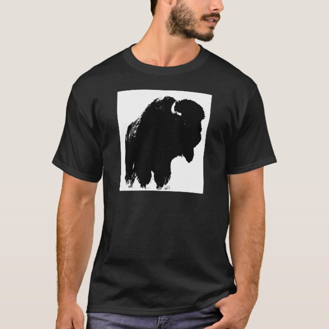 Pop Art Buffalo Bison Silhouette T-Shirt (Front)