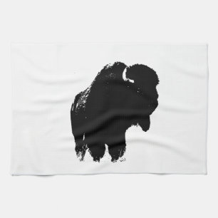 Pop Art Buffalo Bison Silhouette Tea Towel