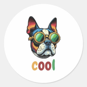 Pop Art Bulldog With Goggles Classic Round Sticker