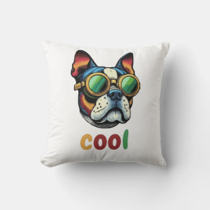 Pop Art Bulldog With Goggles Cushion
