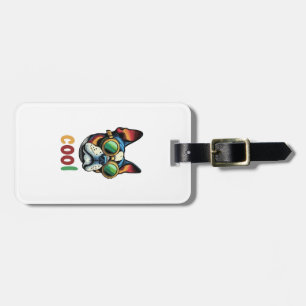 Pop Art Bulldog With Goggles Luggage Tag
