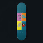 Pop Art Bundle Skateboard<br><div class="desc">Wall art decoration in Pop Art style from the '80s, The arts name is "Gossip lips", this art is entirely my own drawing, vivid colour contrasts lips mouth and a beautiful woman face in orange blue turquoise purplish colours. A perfect gift idea choice for everyone</div>