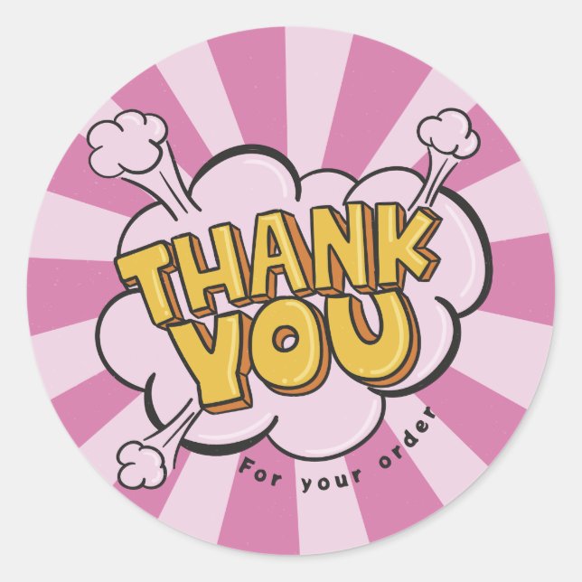 Pop Art Business Customer Thank You Classic Round Sticker (Front)
