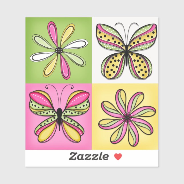 Pop Art Butterflies and Flowers (Sheet)