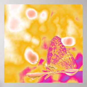Pop Art Butterfly on leaf Poster