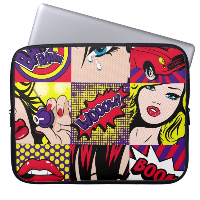 Pop art Card Illustrationart,pop,beautiful,comic,d Laptop Sleeve (Front)
