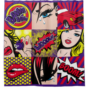 Pop art Card Illustrationart,pop,beautiful,comic,d Shower Curtain