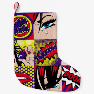 Pop art Card Illustrationart,pop,beautiful,comic,d Small Christmas Stocking