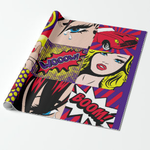 Pop art Card Illustrationart,pop,beautiful,comic,d Wrapping Paper