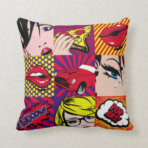 Pop art Card Illustrationpattern,art,comic,pop,ret Cushion