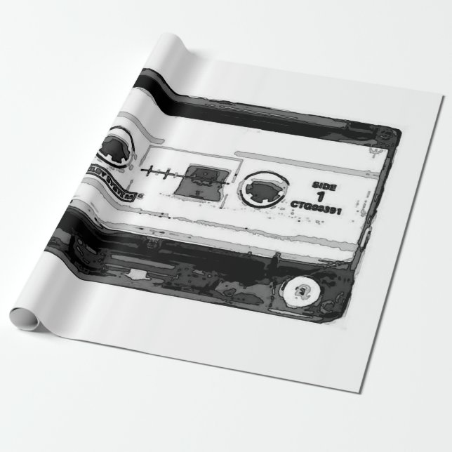 Pop Art Cassette Wrapping Paper (Unrolled)