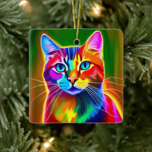Pop Art Cat Ceramic Ornament