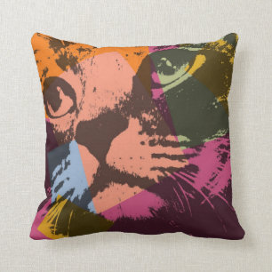 Pop Art Cat Face Cushion