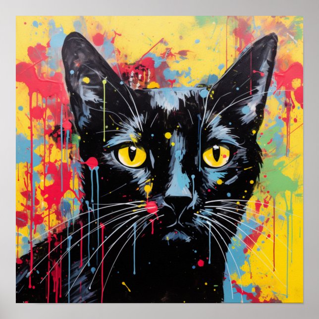 Pop Art Cats: Black Poster (Front)