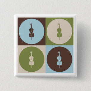 Pop Art Cello 15 Cm Square Badge