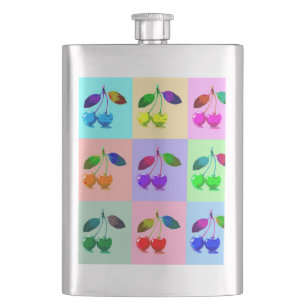 Pop Art Cherry Pattern Hip Flask