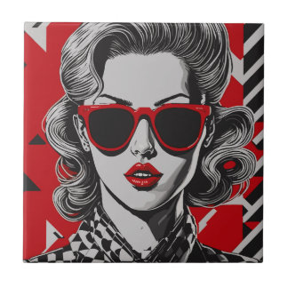 Pop art chic portrait of a woman ceramic tile
