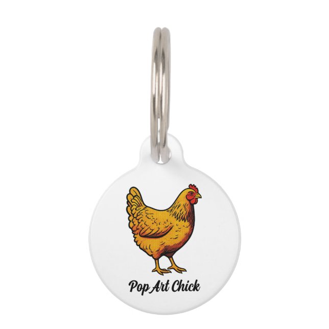Pop Art Chick, modern retro design Pet Tag (Front)