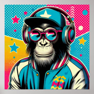 POP-ART CHIMPANZEE 4 POSTER