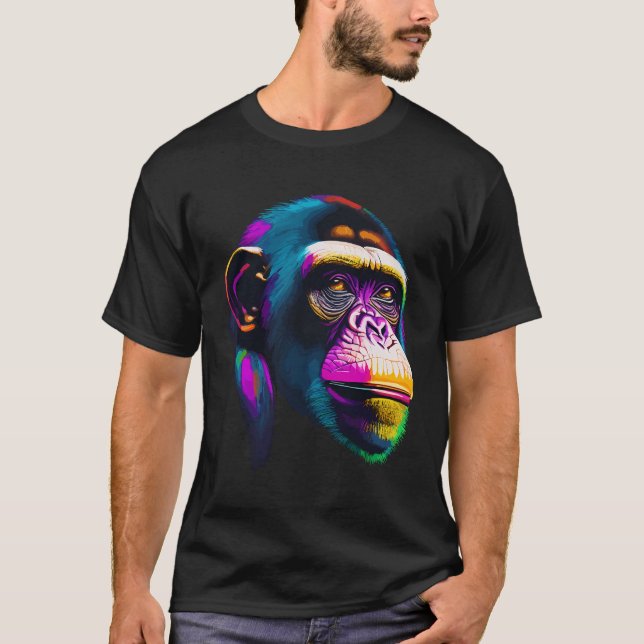 Pop Art Chimpanzee Chimp Animal Monkey Face Ape Mo T-Shirt (Front)