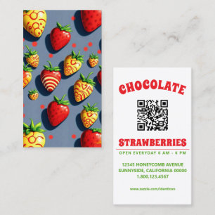 pop art chocolate strawberries with qr code business card