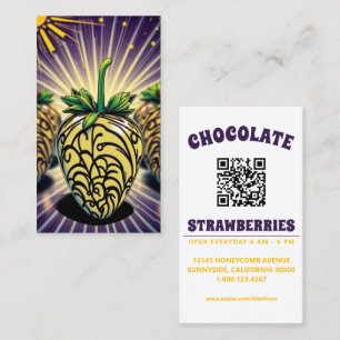 pop art chocolate strawberry with qr code business card