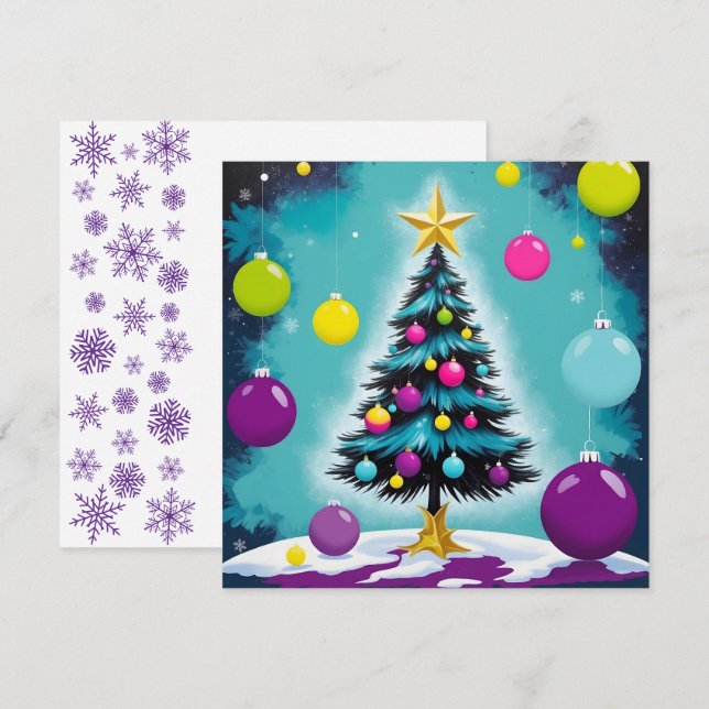 Pop Art Christmas Candy like Coloured Ornaments Holiday Card (Front/Back)