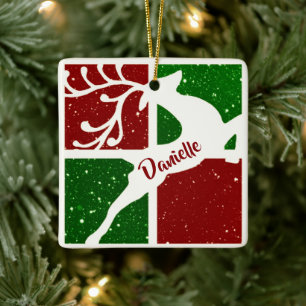Pop art Christmas deer personalised Ceramic Orname Ornament