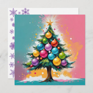 Pop Art Christmas Oversized Colourful Ornaments  Holiday Card