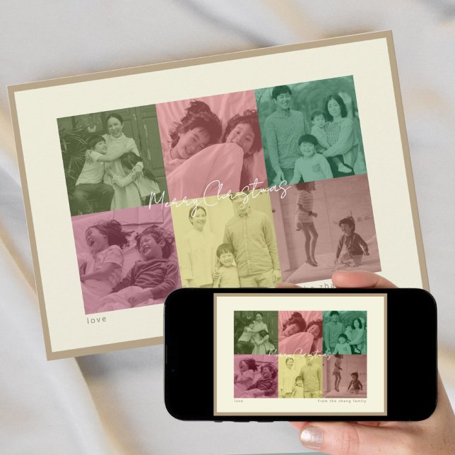 Pop Art Christmas photo collage Holiday greet Card (Creator Uploaded)