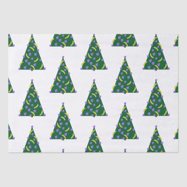 Pop Art Christmas Tree with Apples and Bananas  Tissue Paper (Front)