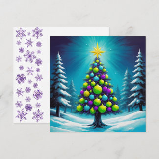 Pop Art Christmas with Neon Green Blue Purple Holiday Card